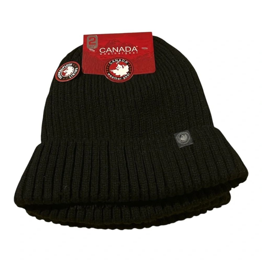 Canada Weather Gear 2 Pack Black Hats. NWT